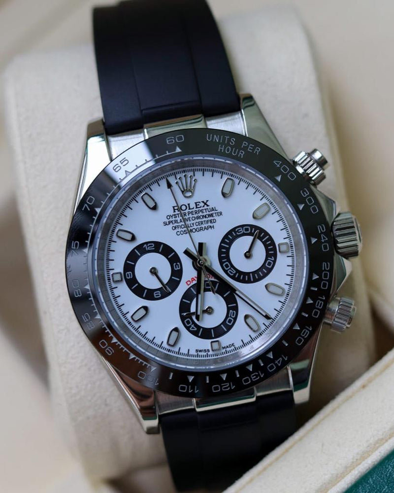 Relógio Rolex Masculino Linha Premium Daytona Automático Pulseira De Borracha Oyster Flex A Prova D’água 40m