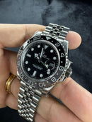 Relógio R GMT Automático Preto A Prova dágua Aço inoxidável Masculino