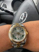 Relógio Masculino Automático Date-Just Pulseira Jubileu Fundo verde