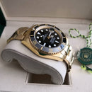 Relógio Masculino Submariner Dourado  Preto Aço Inoxidável