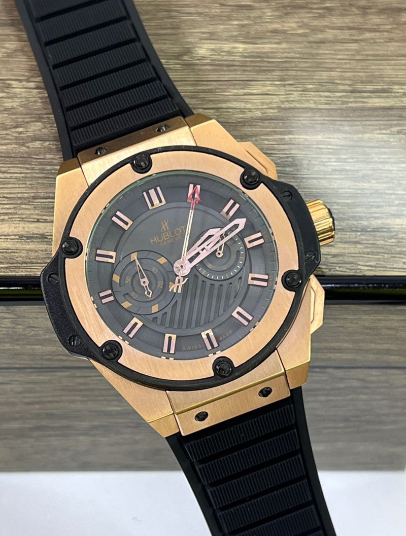 Relógio Hublot Masculino Linha Premium Modelo Geneve Automático Pulseira De Borracha A Prova D’água 40m