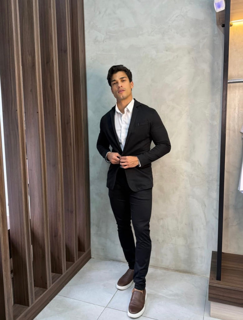 Blazer Zikani / Zip Off Slim Fit Preto Ref 436