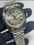 Relógio Masculino Automático Date-Just Pulseira Jubileu Fundo verde