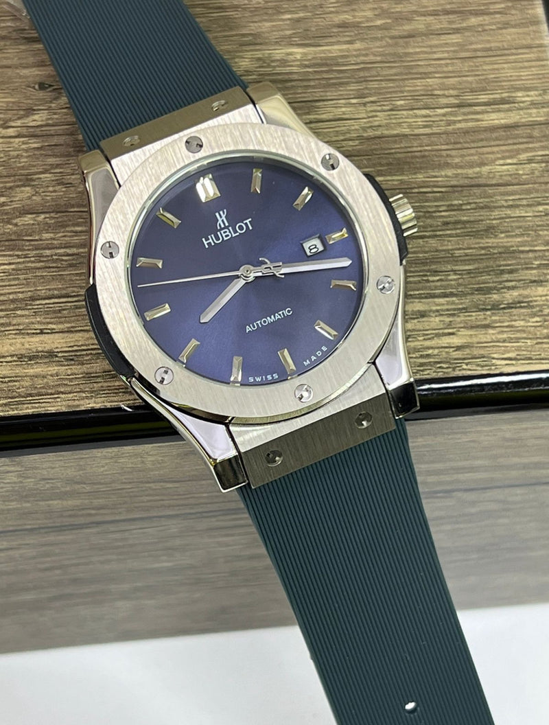 Relógio Hublot Masculino Linha Premium Modelo Geneve Automático Pulseira De Borracha A Prova D’água 40m