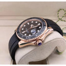 ￼Relógio Rolex Masculino Automático Yacht Master Pulseira Borracha Preta Vidro Safira