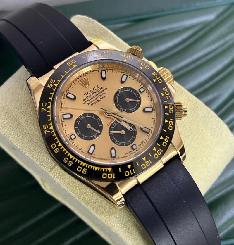 Relógio Rolex Masculino Linha Premium Daytona Automático Pulseira De Borracha Oyster Flex A Prova D’água 40m