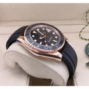 ￼Relógio Rolex Masculino Automático Yacht Master Pulseira Borracha Preta Vidro Safira