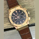 Relógio Hublot Masculino Linha Premium Modelo Geneve Automático Pulseira De Couro A Prova D’água 40m