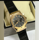 Relógio Hublot Masculino Linha Premium Modelo Geneve Automático Pulseira De Couro A Prova D’água 40m