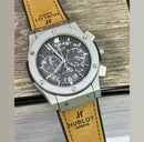 Relógio Hublot Masculino Linha Premium Modelo Geneve Automático Pulseira De Couro A Prova D’água 40m