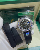 Relógio Rolex Masculino Automático Yacht Master Pulseira Borracha Preta Vidro Safira