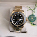 ￼Relógio Rolex Submariner Automático Dourado Fundo preto A Prova dágua