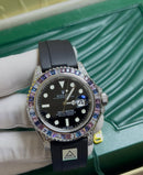 Relógio Rolex Masculino Automático Yacht Master Pulseira Borracha Preta Vidro Safira