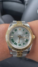 Relógio Masculino Automático Date-Just Pulseira Jubileu Fundo verde