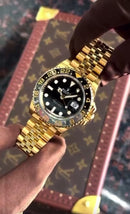 Relógio Masculino Submariner Dourado  Preto Aço Inoxidável