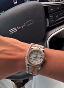 Relógio Masculino Automático Date-Just Pulseira Jubileu Fundo verde